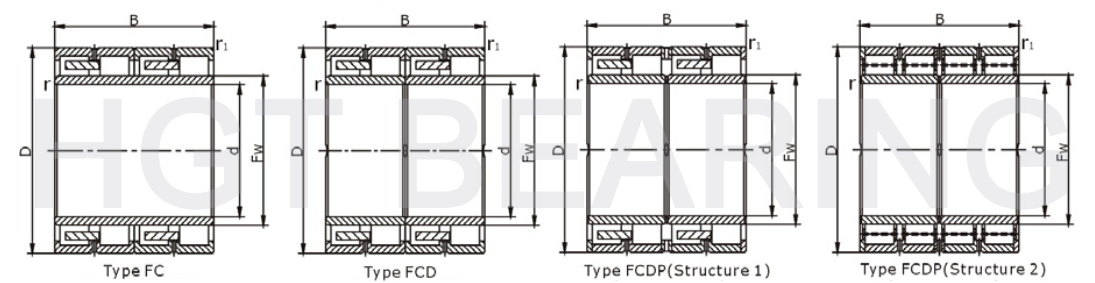 Four-row cylindrical roller bearings assembly drawing